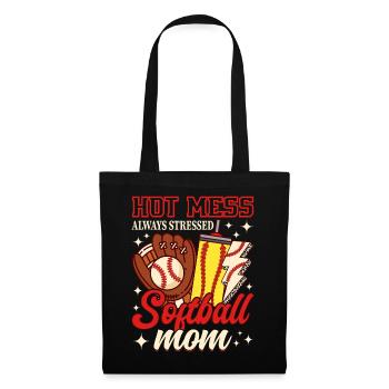Hot Mess Softball Mama - Stoffbeutel - Schwarz - Vorne