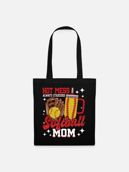 Hitzige Softball-Mama Glitzer-Glanz - Stoffbeutel - Schwarz