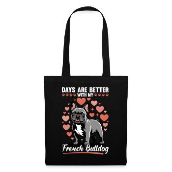 Bouledogue français Race de chien Frenchie - Sac en tissu - noir - Devant