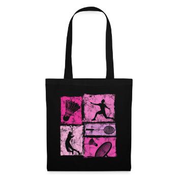 Les mouvements du badminton dans un style vintage avec le badminton - Sac en tissu - noir - Devant