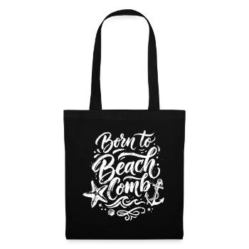 born to beach comb - Stoffbeutel - Schwarz - Vorne