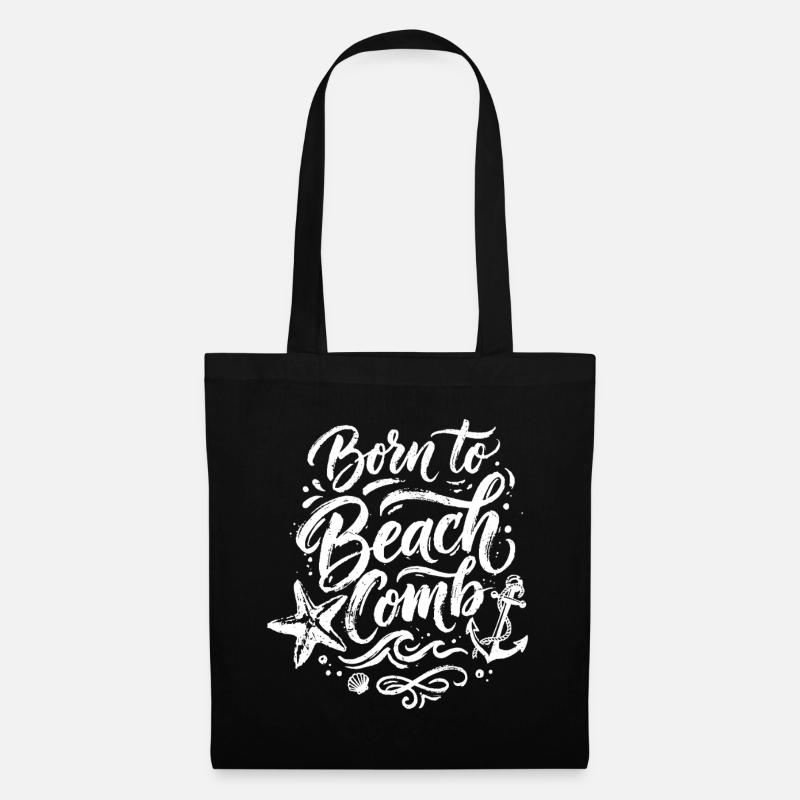 born to beach comb - Stoffbeutel - Schwarz