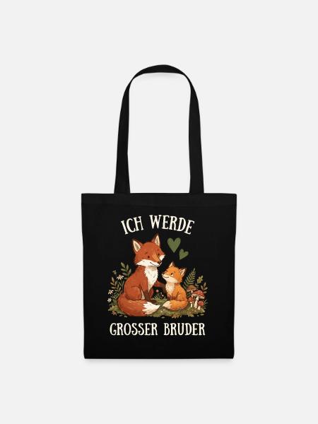 Ich werde Großer Bruder Fuchs - Stoffbeutel - Schwarz
