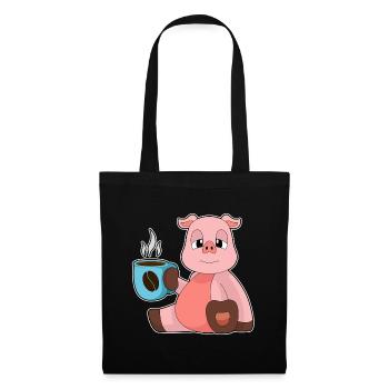 Tasse de Café Cochon - Sac en tissu - noir - Devant