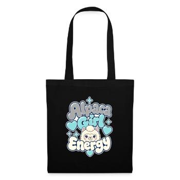 Cute Funny Gifts for Women, Alpaca Girl Energy - Stoffbeutel - Schwarz - Vorne