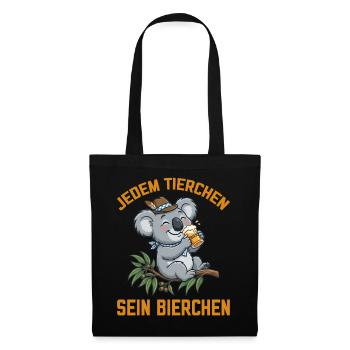 Jedem Tierchen sein Bierchen Koala Bär trinkt Bier - Stoffbeutel - Schwarz - Vorne