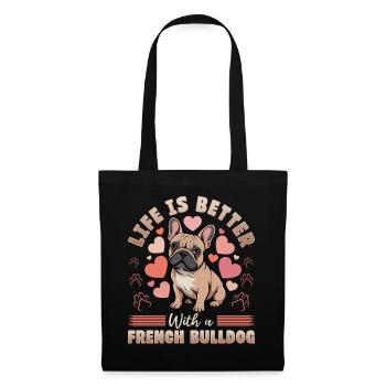 Bouledogue français Race de chien Frenchie - Sac en tissu - noir - Devant