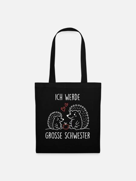 Große Schwester Igel - Stoffbeutel - Schwarz