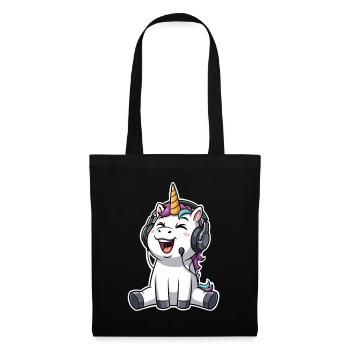 Licorne chantant Écoutant de la musique - Sac en tissu - noir - Devant
