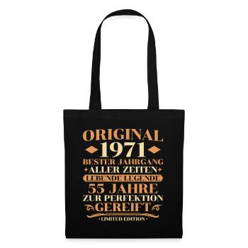 Original 1971 Bester Jahrgang 55. Geburtstag - Stoffbeutel - Schwarz - Vorne
