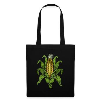 Maiskolben mit Blättern: Mais Natur-Illustration - Stoffbeutel - Schwarz - Vorne