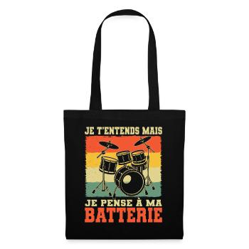 Batterie Batteur Cadeau humour personnalisé - Sac en tissu - noir - Devant