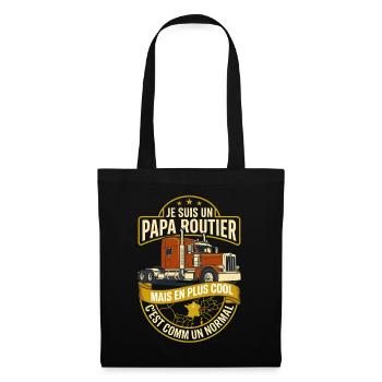 Papa Routier Camionneur Cadeau Humour - Sac en tissu - noir - Devant