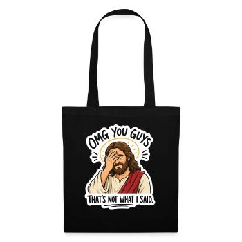 Jesus Facepalm Spruch Sticker - Stoffbeutel - Schwarz - Vorne