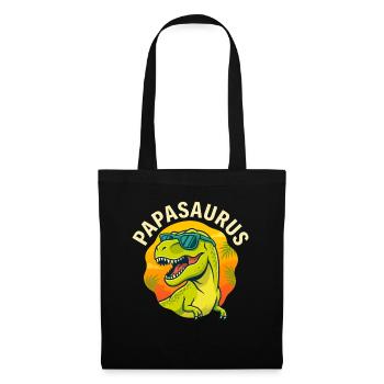 Papasaurus Dinosaurier T-Rex Cool Papa - Stoffbeutel - Schwarz - Vorne