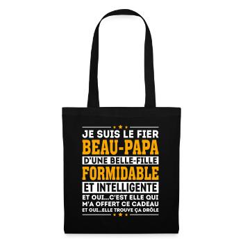 Beau Père Cadeau humour personnalisé - Sac en tissu - noir - Devant