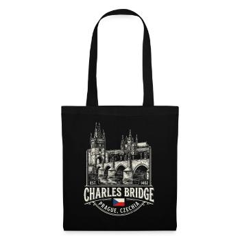 Charles Bridge Prague 1402 Illustration Travel Vacation - Tote Bag - black - Front