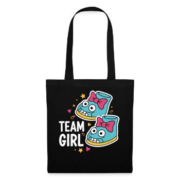 Geschlechterenthüllung Team Mädchen-Babyparty Mama Papa - Stoffbeutel - Schwarz - Vorne