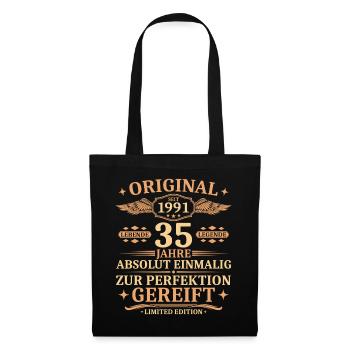 35. Geburtstag Jahrgang 1991 Geschenk - Stoffbeutel - Schwarz - Vorne