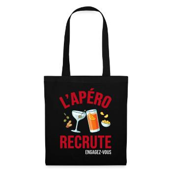 L_apero_recrute_humour_cocktailL apero recrute hum - Sac en tissu - noir - Devant