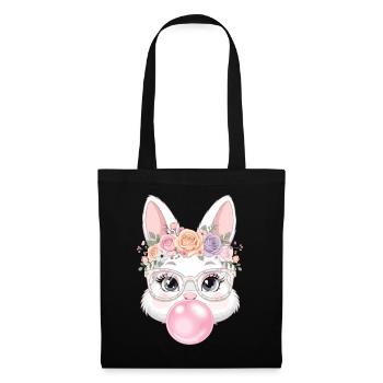 Flower wreath bunny with glasses - Tote Bag - black - Front