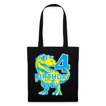 DINO 4 ANS DINOSAURE 4E ANNIVERSAIRE - Sac en tissu - noir - Devant