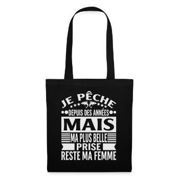 Pêche Pêcheur Cadeau humour personnalisé - Sac en tissu - noir - Devant