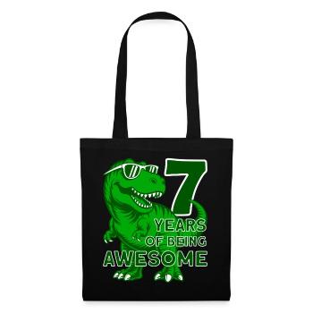 DINO 7 JAHRE DINOSAURIER 7. GEBURTSTAG - Stoffbeutel - Schwarz - Vorne