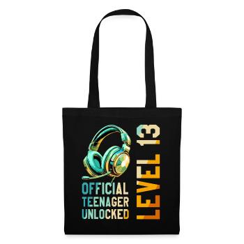 13e anniversaire Garçon Fille Adolescent Niveau 2013 - Sac en tissu - noir - Devant