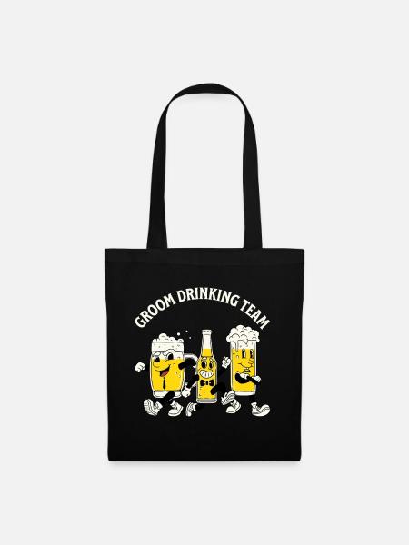 Retro-Bräutigam-Trinkteam - Stoffbeutel - Schwarz
