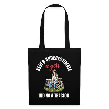 Girl Riding A Tractor Farming - Tote Bag - black - Front