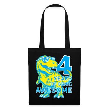 DINO 4 ANS DINOSAURE 4E ANNIVERSAIRE - Sac en tissu - noir - Devant