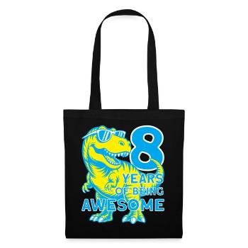 DINO 8 JAHRE DINOSAURIER 8. GEBURTSTAG - Stoffbeutel - Schwarz - Vorne