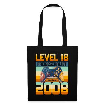 18. Geburtstag Junge Mädchen 2008 Gaming Level 18 - Stoffbeutel - Schwarz - Vorne