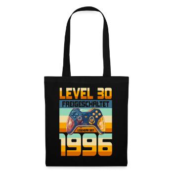 30. Geburtstag Mann Frau 1996 Gaming Gamer Level - Stoffbeutel - Schwarz - Vorne