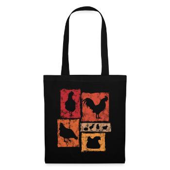 Chickens in perspective for farmer and farm - Tote Bag - black - Front