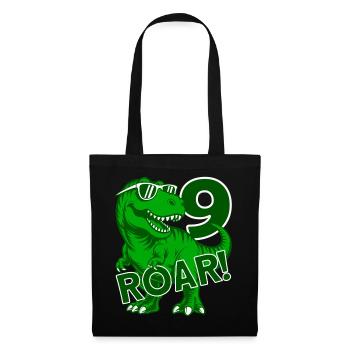 DINO 9 ANS DINOSAURE 9E ANNIVERSAIRE - Sac en tissu - noir - Devant