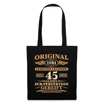 45. Geburtstag Absolut Einmalig 1981 Jahrgang - Stoffbeutel - Schwarz - Vorne