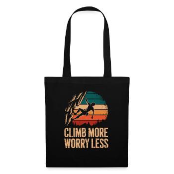 Climb More Worry Less Retro Climbing Bouldering - Tote Bag - black - Front