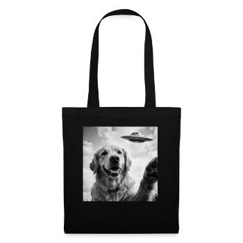 Chien Golden Retriever drôle avec un extraterrestre OVNI - Sac en tissu - noir - Devant
