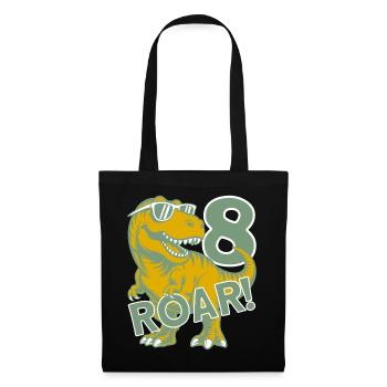 DINO 8 JAHRE DINOSAURIER 8. GEBURTSTAG - Stoffbeutel - Schwarz - Vorne