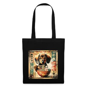 Dachshund Ramen Vintage Poster Style - Tote Bag - black - Front