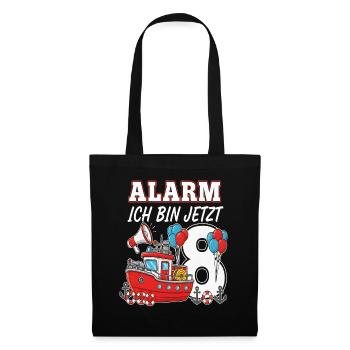 Alarm Ich Bin Jetzt 8 Feuerwehr Geburtstag - Stoffbeutel - Schwarz - Vorne