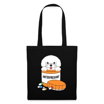 Bichon frisé - Sac en tissu - noir - Devant