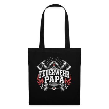 Feuerwehr Papa Ruhig Stark Einsatzbereit Shirt - Stoffbeutel - Schwarz - Vorne