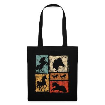 Licornes en perspective avec des étoiles - Sac en tissu - noir - Devant