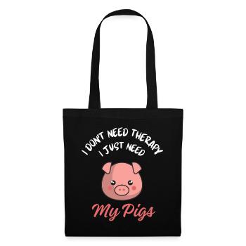 Thérapie par cochons mignons Animal de ferme drôle - Sac en tissu - noir - Devant