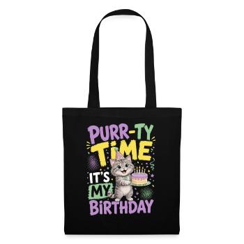Ronronn-ty Temps Fête Chat Chapeau Anniversaire - Sac en tissu - noir - Devant