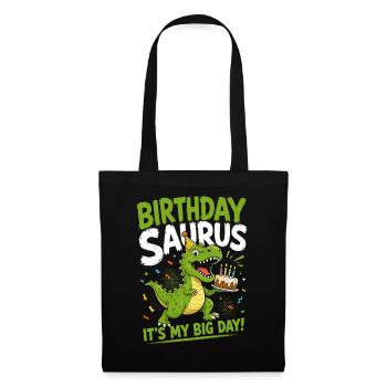 Birthday Saurus T-rex Dino Cake Party Roar - Tote Bag - black - Front