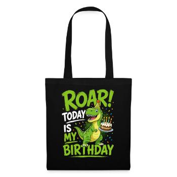 Roaring Today Is My Birthday T-Rex Dino Cake - Tote Bag - black - Front